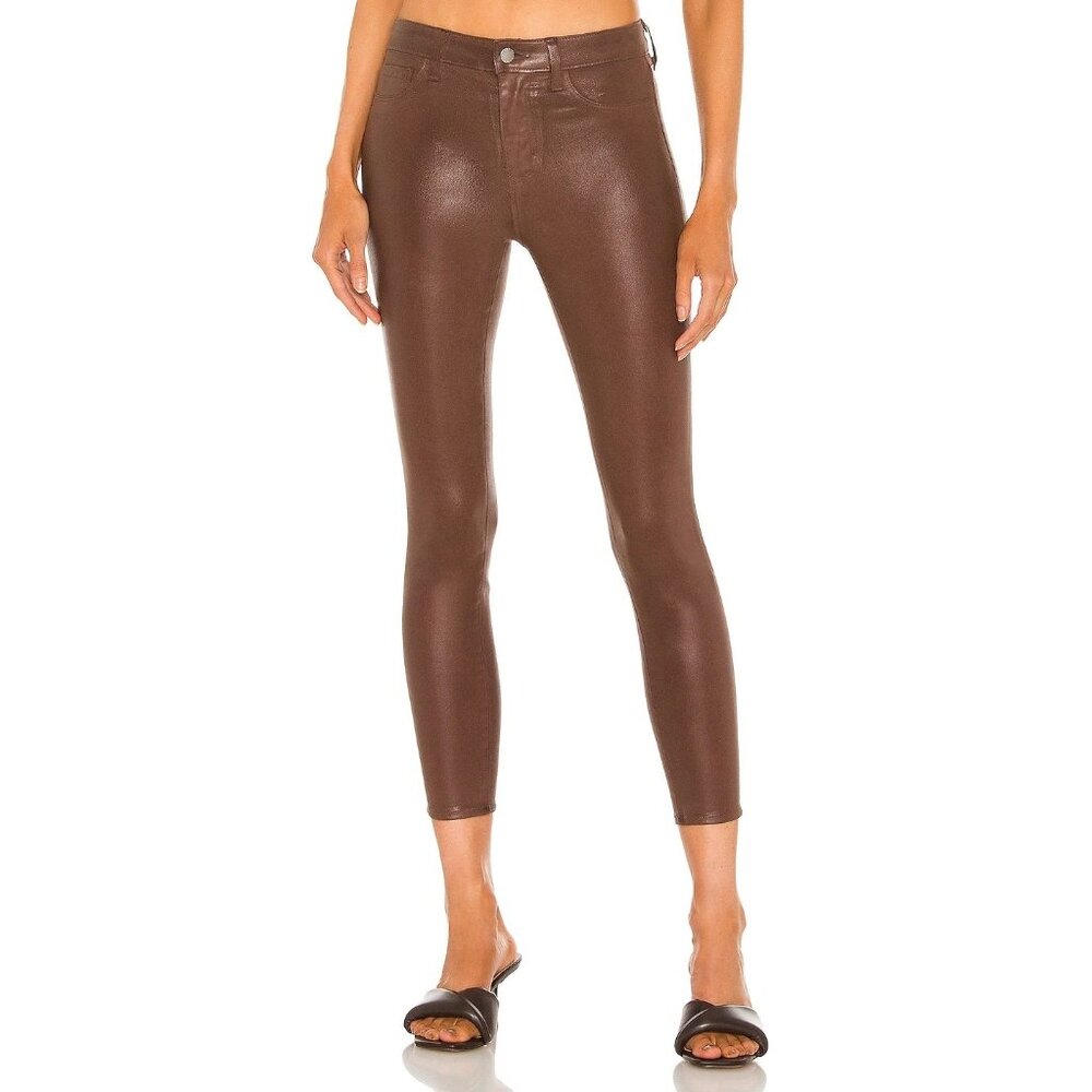 L'AGENCE Margot High Rise Skinny Jeans in Dark Mocha Coated 25 as-is womens